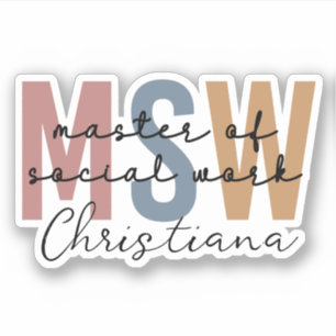 Personalisierter MSW Master of Social Work Retro Aufkleber