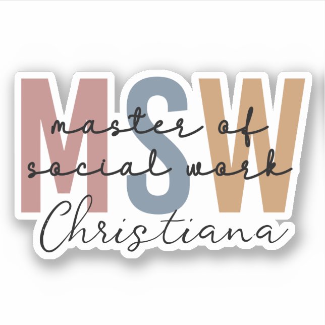 Personalisierter MSW Master of Social Work Retro Aufkleber (Vorderseite)