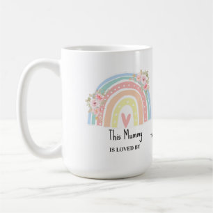 Personalisierter Mums Regenbogen- & Blumenbecher Kaffeetasse