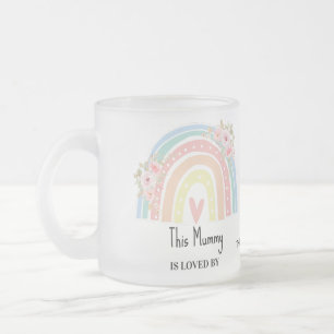 Personalisierter Mums Regenbogen- & Blumenbecher Mattglastasse