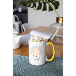 Personalisierter Mums Regenbogen- & Blumenbecher Tasse