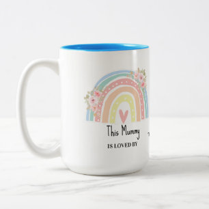 Personalisierter Mums Regenbogen- & Blumenbecher Zweifarbige Tasse