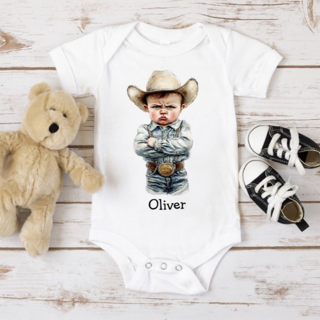 Personalisierter mürrischer Cowboy  Baby Strampler (Von Creator hochgeladen)