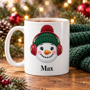Personalisierter Musikliebhaber-Schneemann-Weihnac Kaffeetasse
