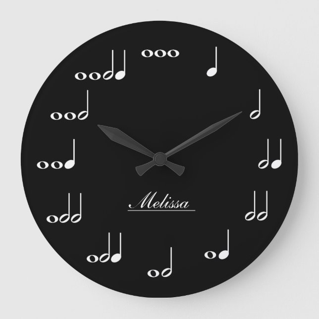 Personalisierter Musiknoten Große Wanduhr (Vorderseite)