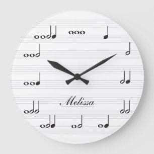 Personalisierter Musiknoten Große Wanduhr