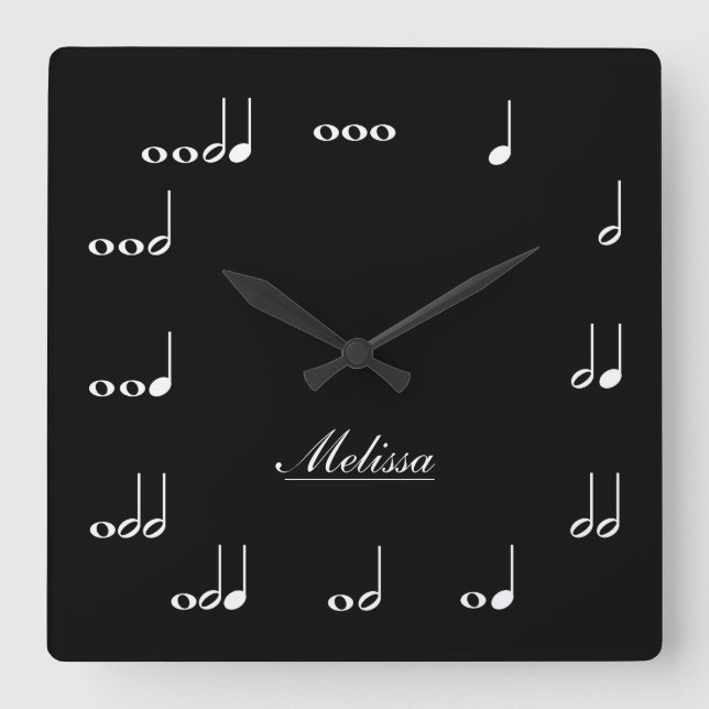 Personalisierter Musiknoten Quadratische Wanduhr (Vorderseite)