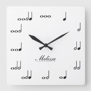 Personalisierter Musiknoten Quadratische Wanduhr