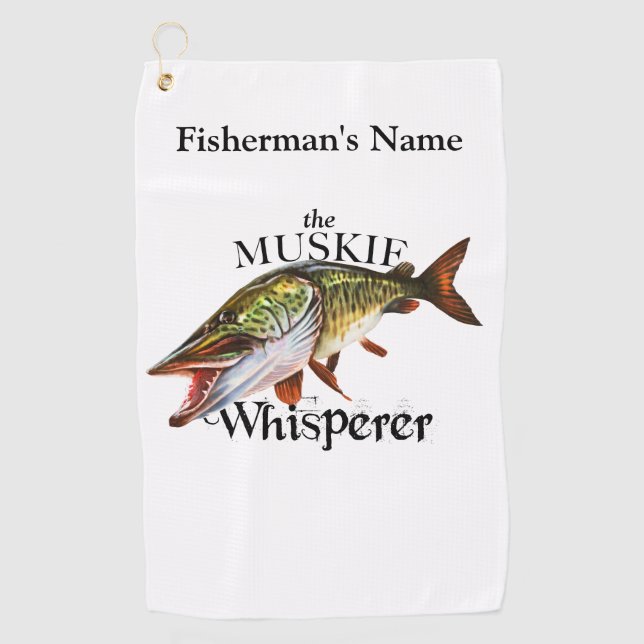 Personalisierter Muskie Whisperer Leichtfanghuch Golfhandtuch (Vorderseite)