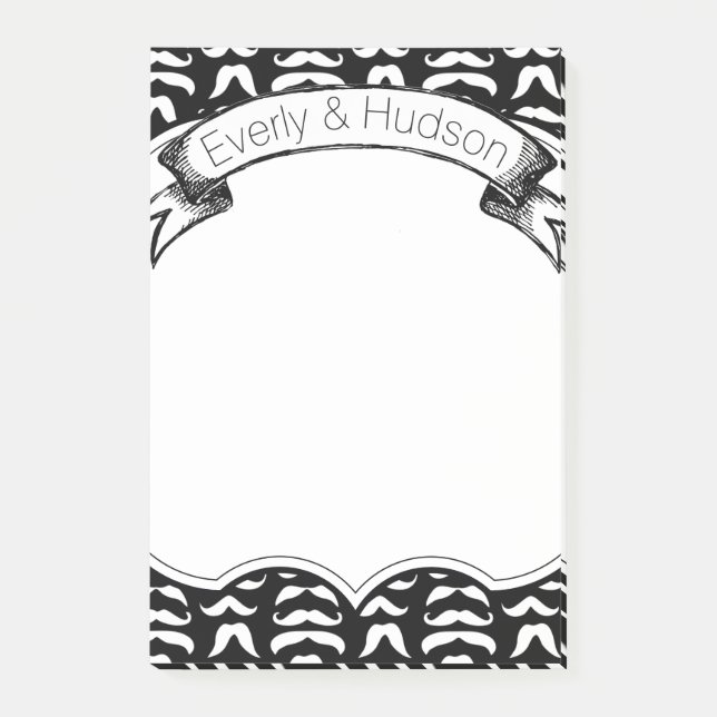 Personalisierter Mustache-Hipster Postit®-Hinweise Post-it Klebezettel (Vorderseite)