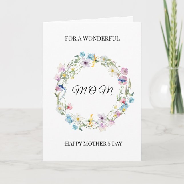 Personalisierter Mutter Muttertag Blumenkranz  Karte (Vorderseite)