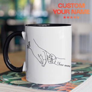 Personalisierter Mutter-und-Kind-Linienkunst-Beche Tasse