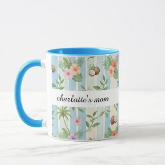 Personalisierter Mutterbecher Tropisches Blumenmus Tasse