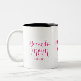 Personalisierter Muttername Established Pink-Schri Zweifarbige Tasse