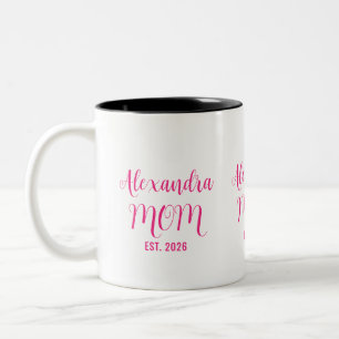 Personalisierter Muttername Established Pink-Schri Zweifarbige Tasse
