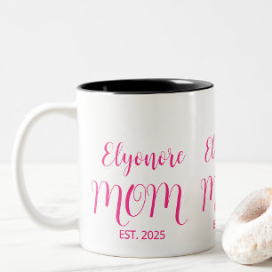 Personalisierter Muttername gegründet Pinke Schrif Zweifarbige Tasse