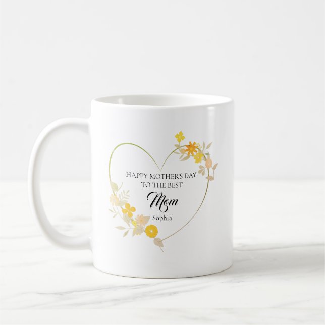 Personalisierter Muttername Muttertag Florales Her Kaffeetasse (Links)