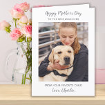 Personalisierter Muttertag Hunde Mama Foto Feiertagskarte<br><div class="desc">Happy Mother's Day - die beste Hundemutter aller Zeiten! Gib der Mama eine niedliche und lustige personalisierte Foto-Karte für Haustiere von ihrem besten Freund. "Glücklicher Muttertag zur besten Mama je ~ Von deinem Lieblingskind. . . Liebe, Ihr Hund" Personalisieren Sie mit dem Hundenamen und dem Lieblings-Foto. Personalisieren Sie die Innenseite...</div>