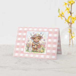 Personalisierter Muttertag Kuh Rosa Gingham Karte