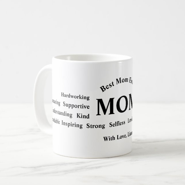 Personalisierter Muttertagsbecher Kaffeetasse (Vorderseite Links)