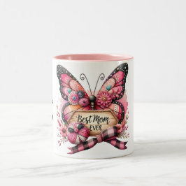 Personalisierter Muttertagsschmetterling Zweifarbige Tasse