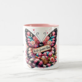 Personalisierter Muttertagsschmetterling Zweifarbige Tasse