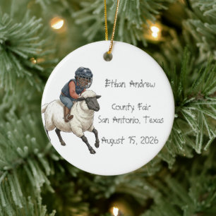 Personalisierter Mutton Bustin Rodeo Junge Keramik Ornament