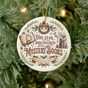 Personalisierter Mystery-Reader-Weihnachtsschmuck Keramik Ornament
