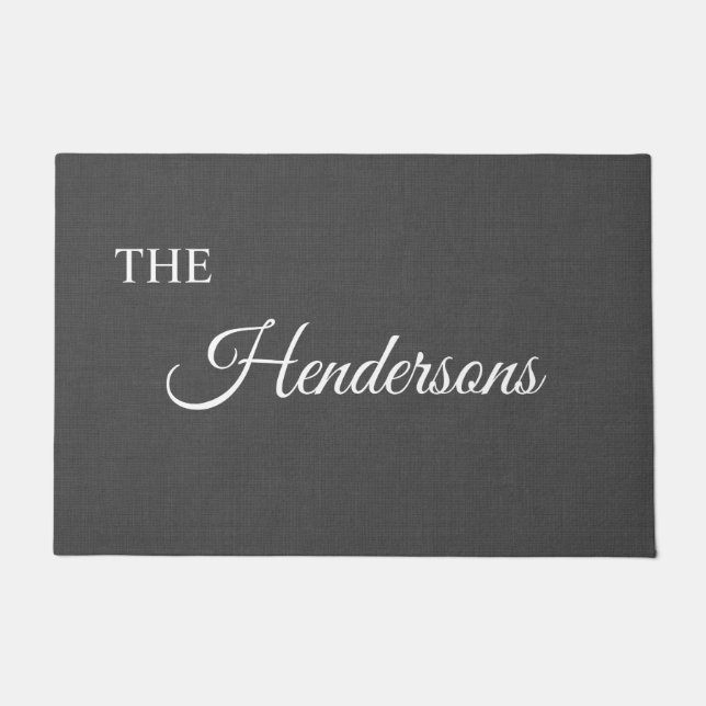 Personalisierter Nachname Door Mat in Grau Fußmatte (Vorderseite)