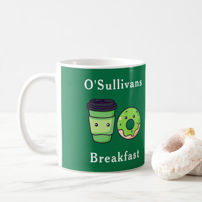 Personalisierter Nachname Irland Frühstück Donut T Kaffeetasse (Mit Donut)