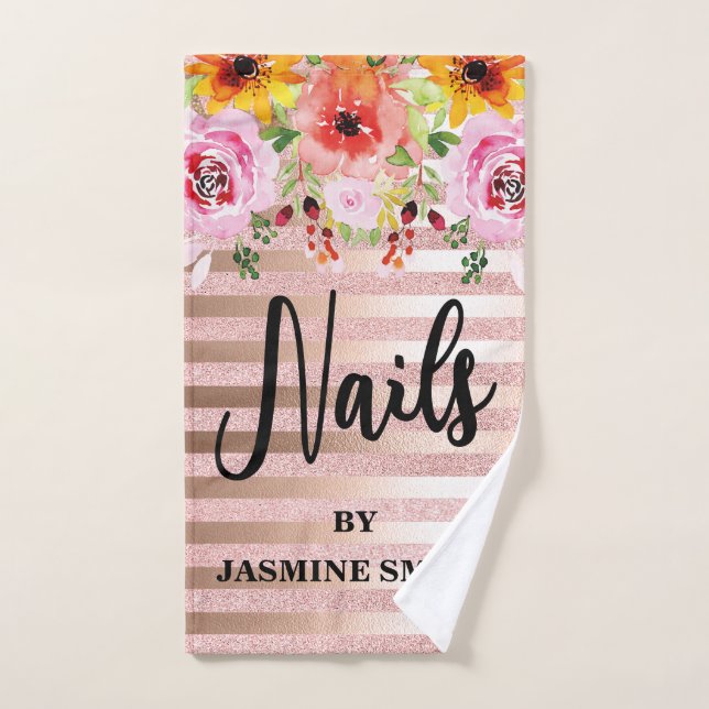 Personalisierter Nagel-Rosen-GoldGlitzer mit Handtuch (Handtuch)
