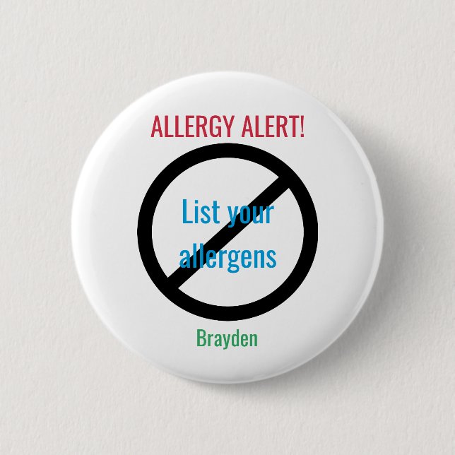 Personalisierter Nahrungsmittelallergie-Alarm Button (Vorderseite)