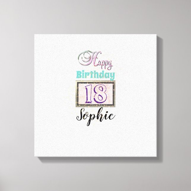 Personalisierter Name 18. Geburtstag Leinwand (Vorderseite)