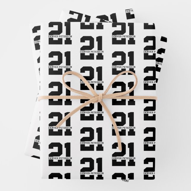 Personalisierter Name 21. Geburtstag Moderne Geschenkpapier Set (Beispiel)
