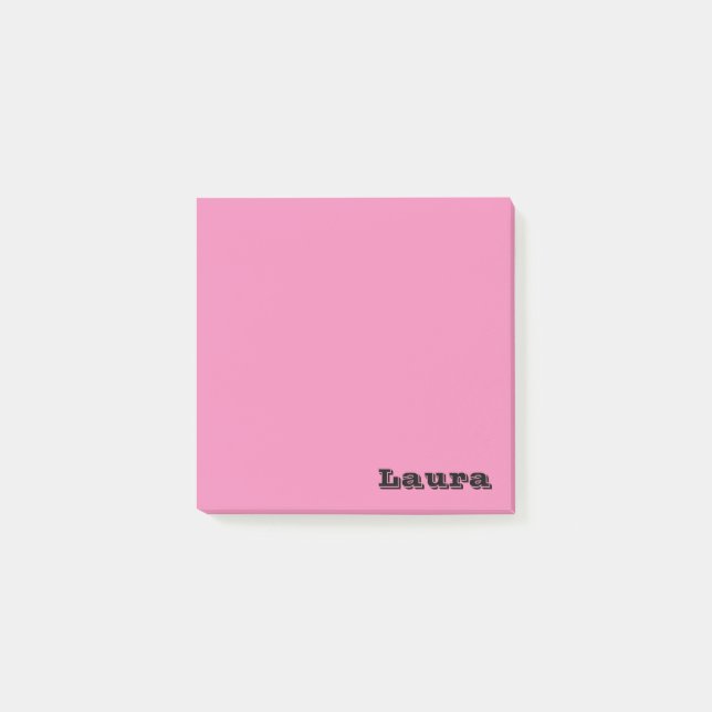 Personalisierter Name 3" x 3" Rosa Anmerkungen nac Post-it Klebezettel (Vorderseite)
