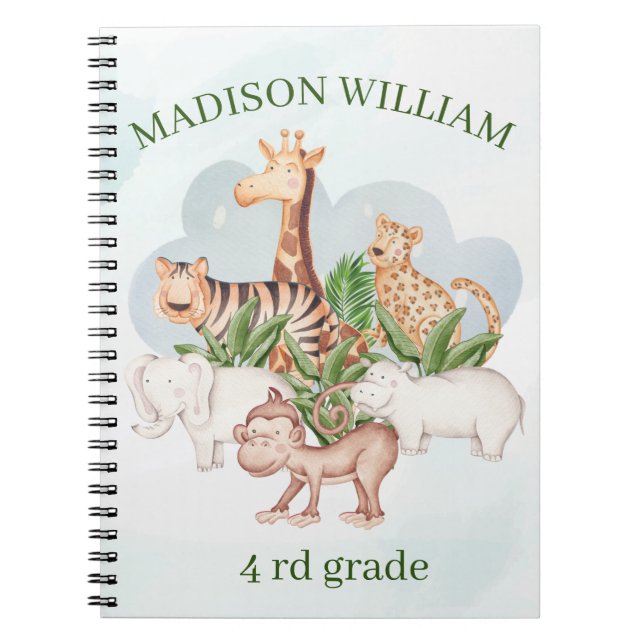 Personalisierter Name 4Rd Wildtier-Notebook Notizblock (Vorderseite)
