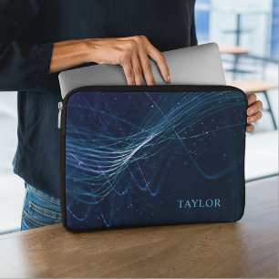 Personalisierter Name Abstrakt dunkel blau Laptopschutzhülle