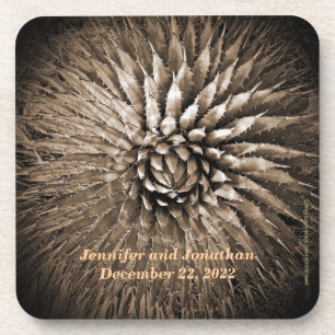 Personalisierter Name Agave Spikes Sepia Tan Brown Getränkeuntersetzer