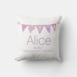 Personalisierter Name Alice Bbuntpinke lila Angewo Kissen