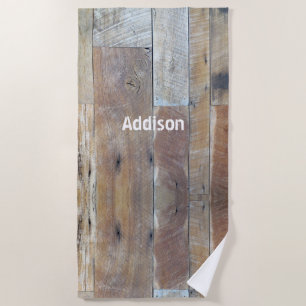 Personalisierter Name, alte Holzplanke Strandtuch