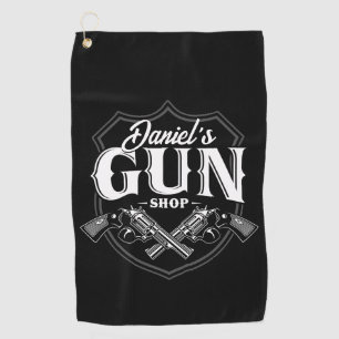 Personalisierter NAME Alte Revolver Waffengeschäft Golfhandtuch