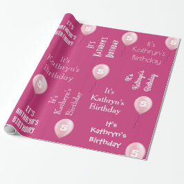 Personalisierter Name & Alter Geburtsdatum Rosa Geschenkpapier