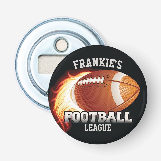 Personalisierter NAME American Football Flames Spo Flaschenöffner (Vorderseite)