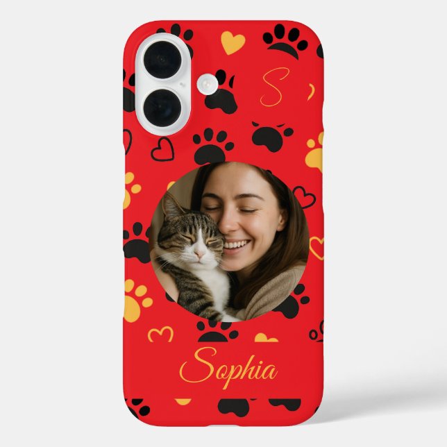 Personalisierter Name, Anfangsbezeichnung und Foto iPhone 16 Hülle (Rückseite)