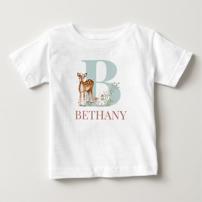 Personalisierter Name Anfangsbuchstabe B Baby T-shirt (Vorderseite)