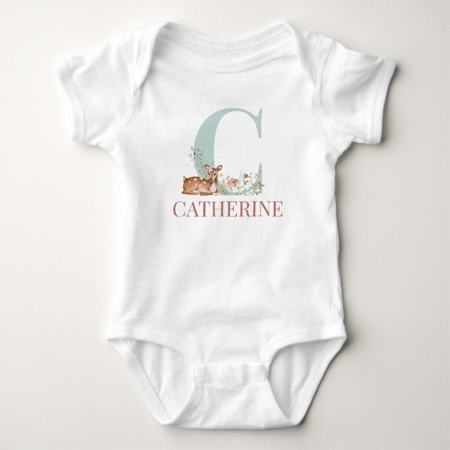 Personalisierter Name Anfangsbuchstabe C Baby Body Strampler (Vorderseite)