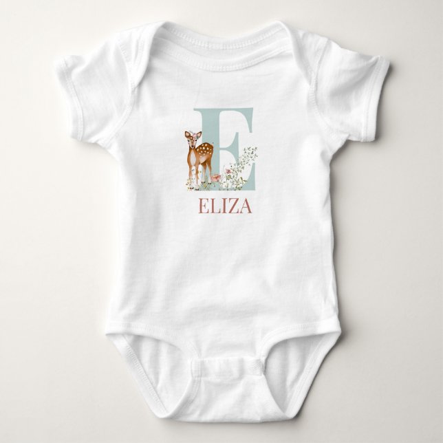 Personalisierter Name Anfangsbuchstabe E Baby Body Baby Strampler (Vorderseite)