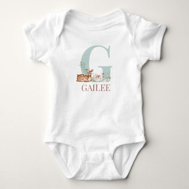 Personalisierter Name Anfangsbuchstabe G Baby Body Baby Strampler (Vorderseite)
