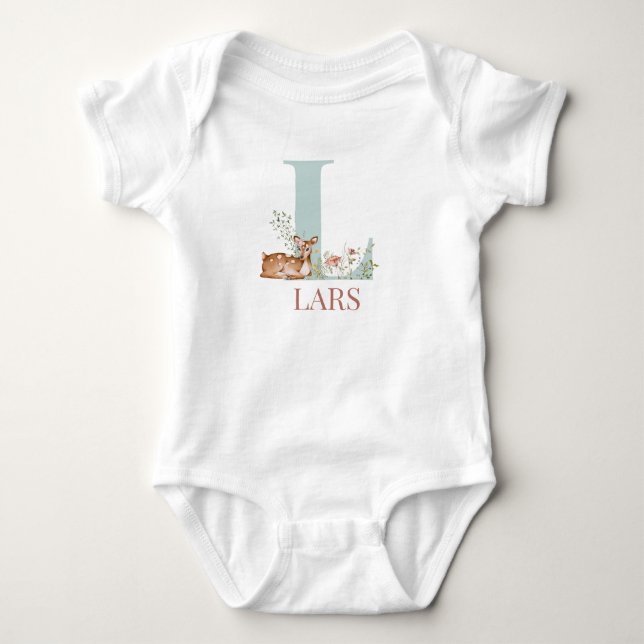Personalisierter Name Anfangsbuchstabe L Baby Body Baby Strampler (Vorderseite)