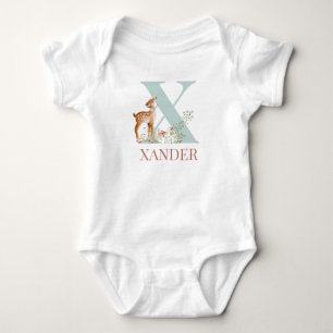 Personalisierter Name Anfangsbuchstabe X Baby Body Baby Strampler